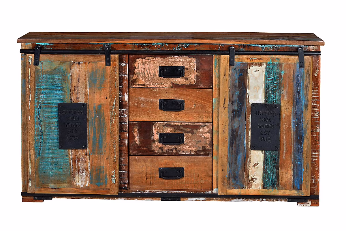 BANGKOK – Buffet exclusif en bois recyclé multicolore
