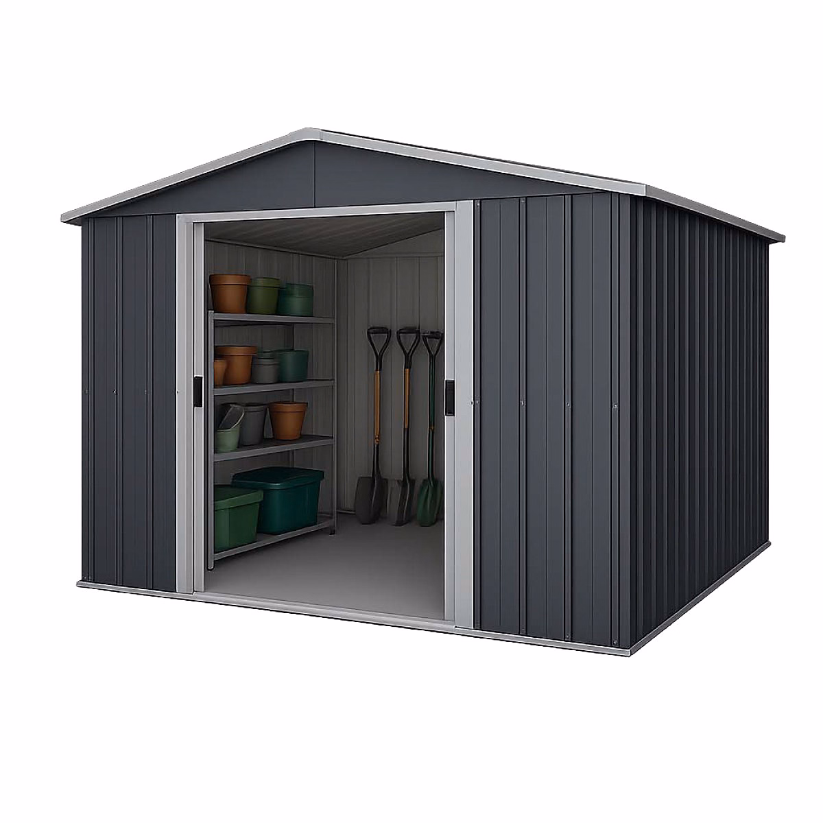 Abri de jardin métal anthracite Yardmaster 11 – 03 m² + kit d'ancrage