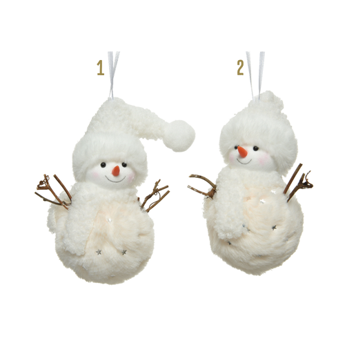 SUSPENSION DE NOËL BONHOMME DE NEIGE FAUSSE FOURRURE BLANC