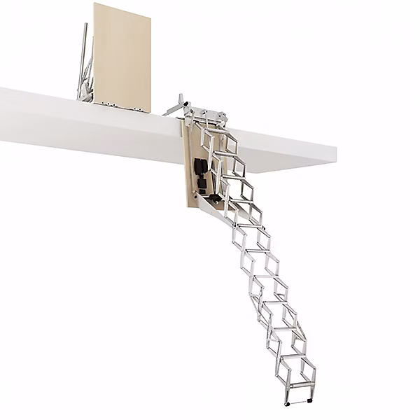 Escalier électrique avec trappe de 80 × 100cm – Double main-courante, Hauteur sol à sol max. 2, 69m, FGM80/100/269-MCDG