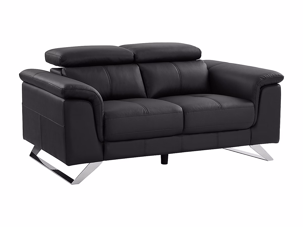 Canapé 2 places en cuir de vachette noir BREYT II – Réf. DONJBMWFH7251797335