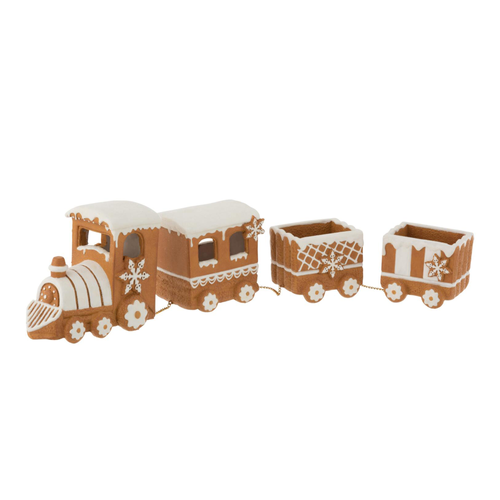 TRAIN PAIN D'ÉPICE EN RÉSINE MARRON