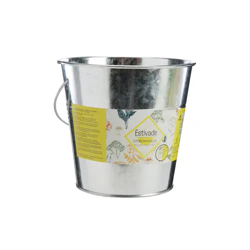 Le petit plus du jardin：Bougie citronnelle seau galvanisé Estivade coloris gris en cire Denis & Fils - 480 g