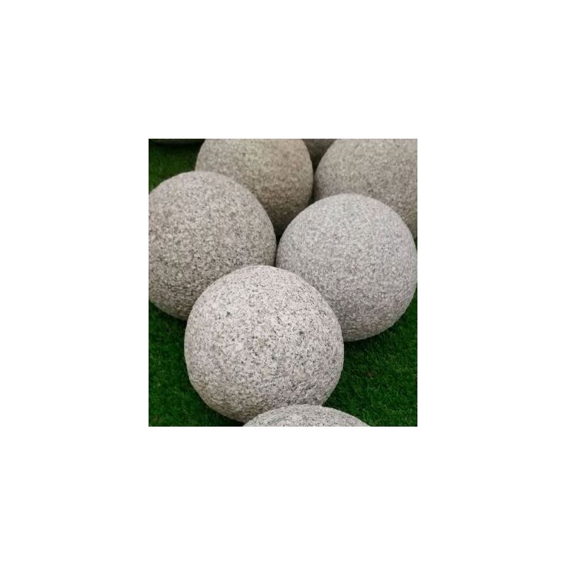 sphère granit gris bouchardé - pierre naturelle