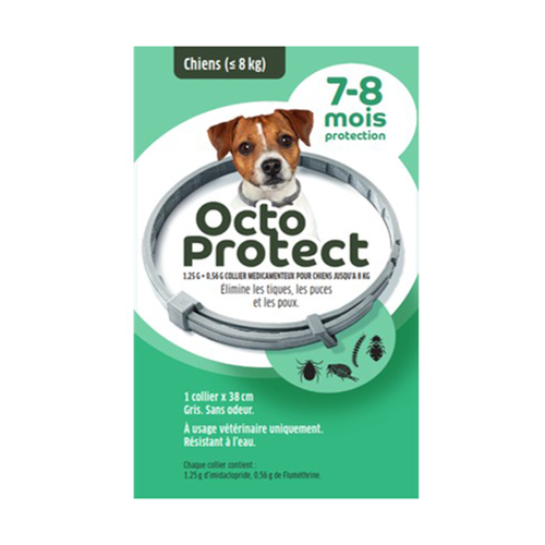 COLLIER ANTIPARASITAIRE POUR PETIT CHIEN 'OCTOPROTECT' - GRIS - 38CM