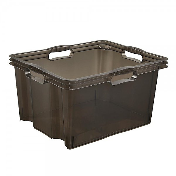 Caisse Plastique solide transparente 24 litres – Gris