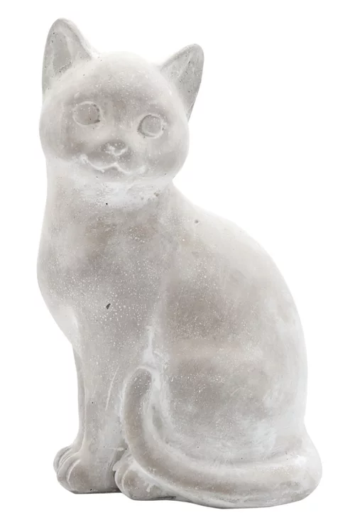 Pour profiter du jardin：Figurine chat coloris gris en ciment - 15 x 12,5 x 24,5 cm