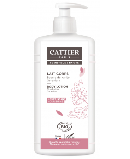 Cattier Lait corps Beurre de karité et Géranium Nourrissant 500 ml