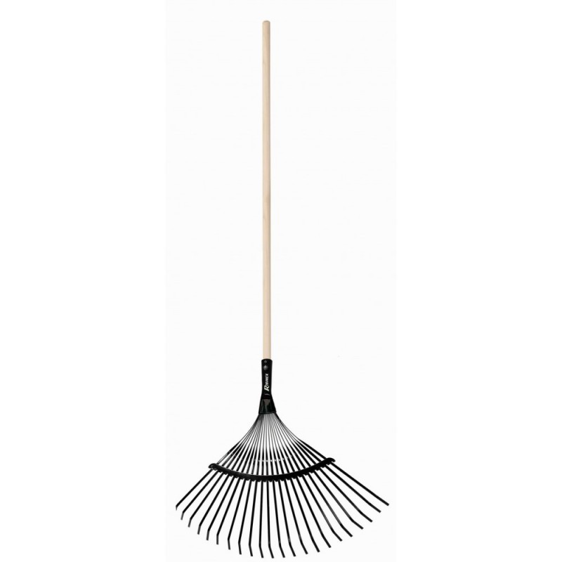 Balai à feuilles métal 22 dents - Manche bois 1m50