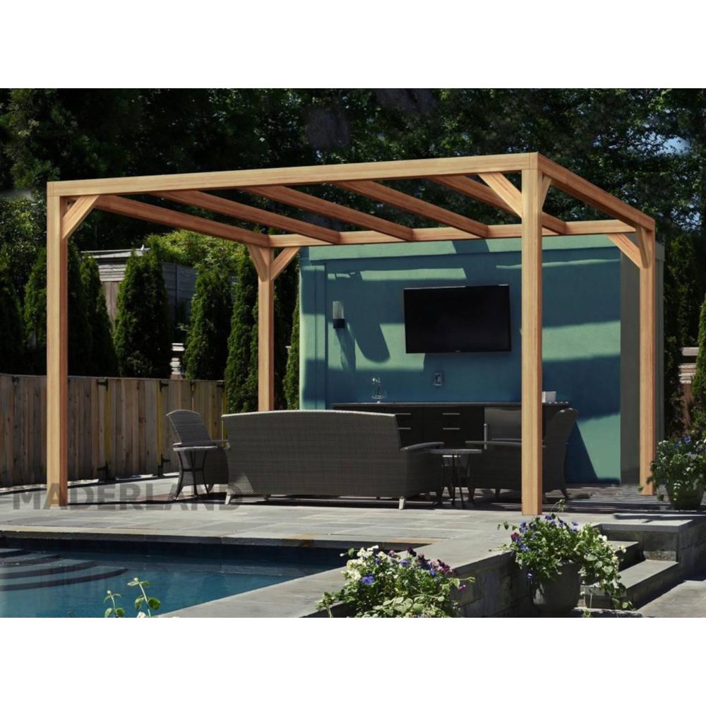 JARDIDECO Pergola en bois lamellé-collé brest 400 x 400 cm - maderland