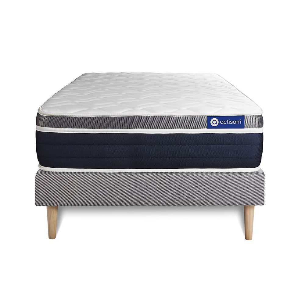 Ensemble – Matelas Latex et mémoire de forme 26cm d'épaisseur | 7 zones de confort | Confort mi ferme | Sommier tapissier en kit