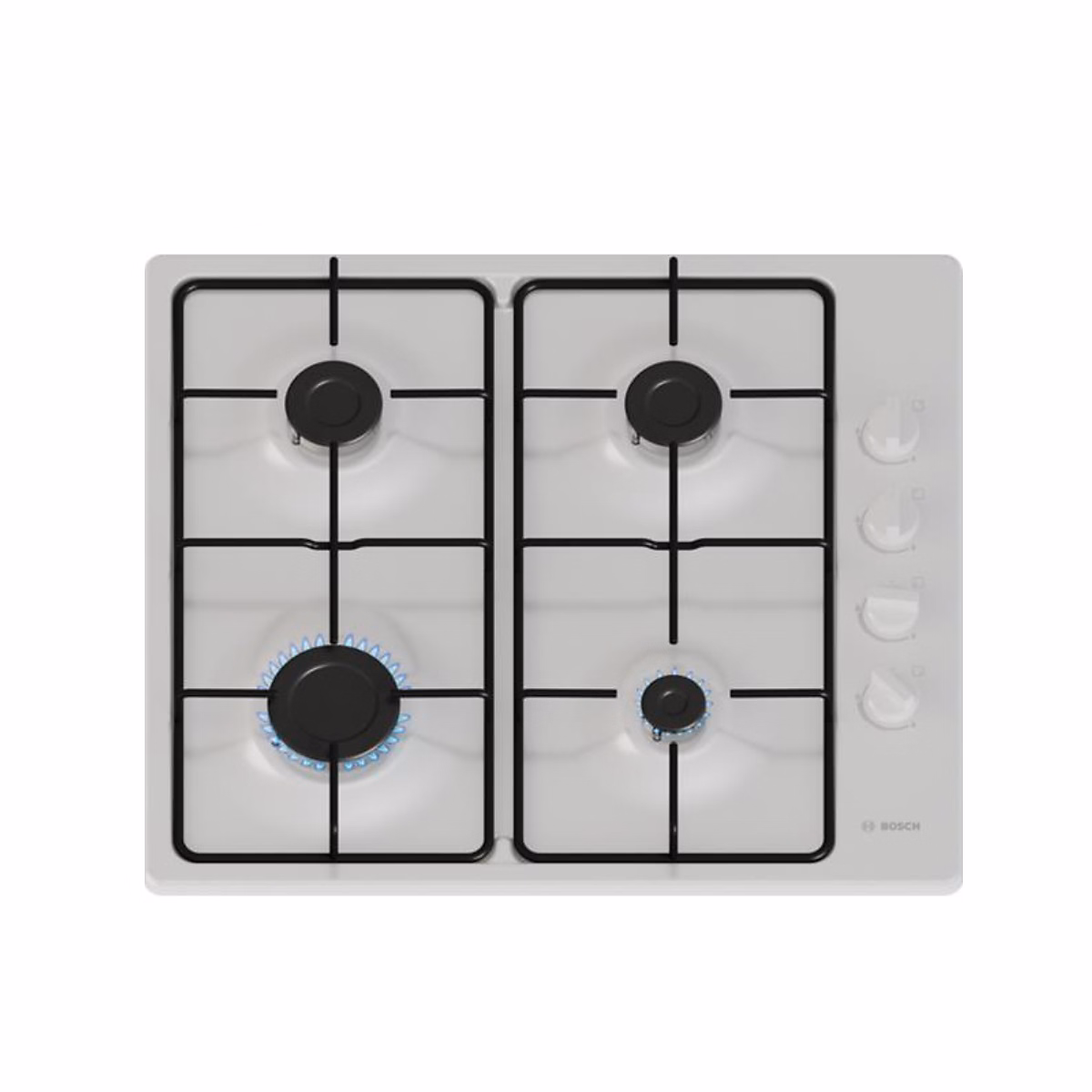 BOSCH Table de cuisson gaz 4 bruleurs blanc – PBP6B2K80