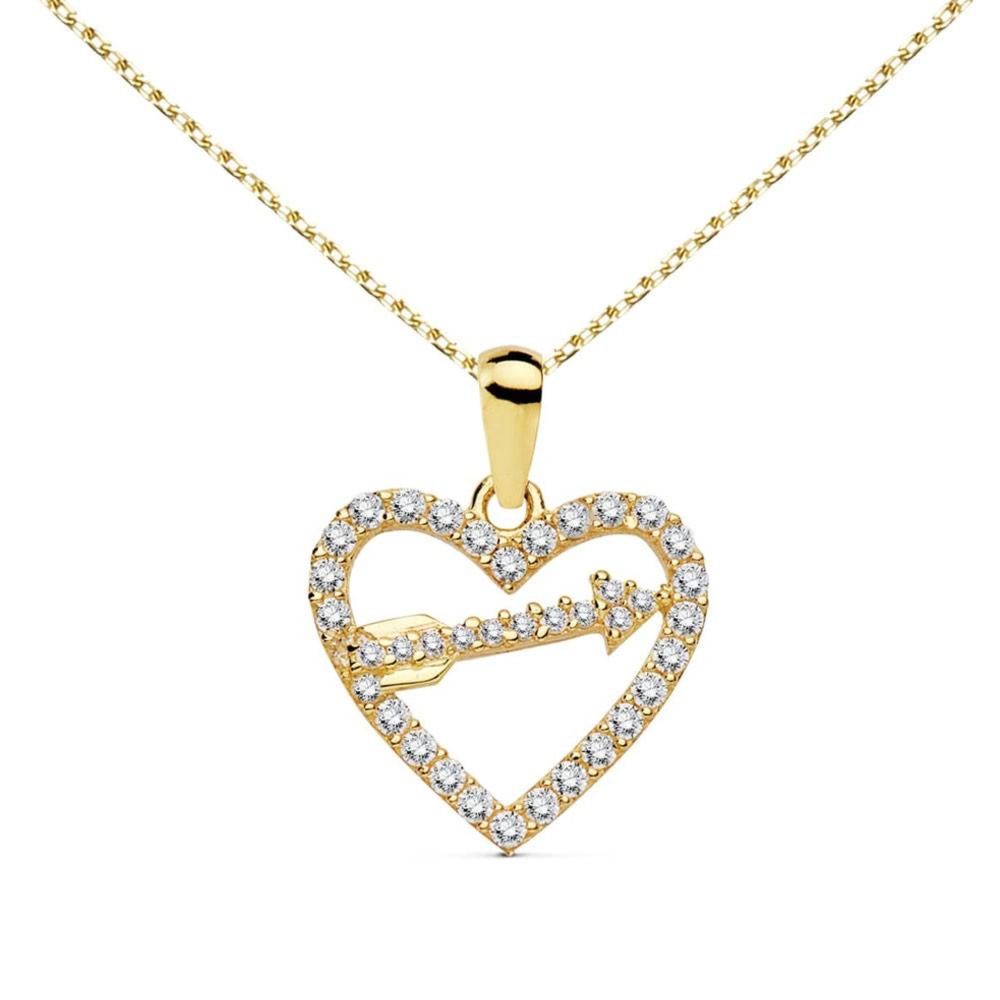 L'ATELIER D'AZUR Collier - Pendentif Or 18 Carats 750/000 Jaune - Coeur et Flèche - Chaine Dorée