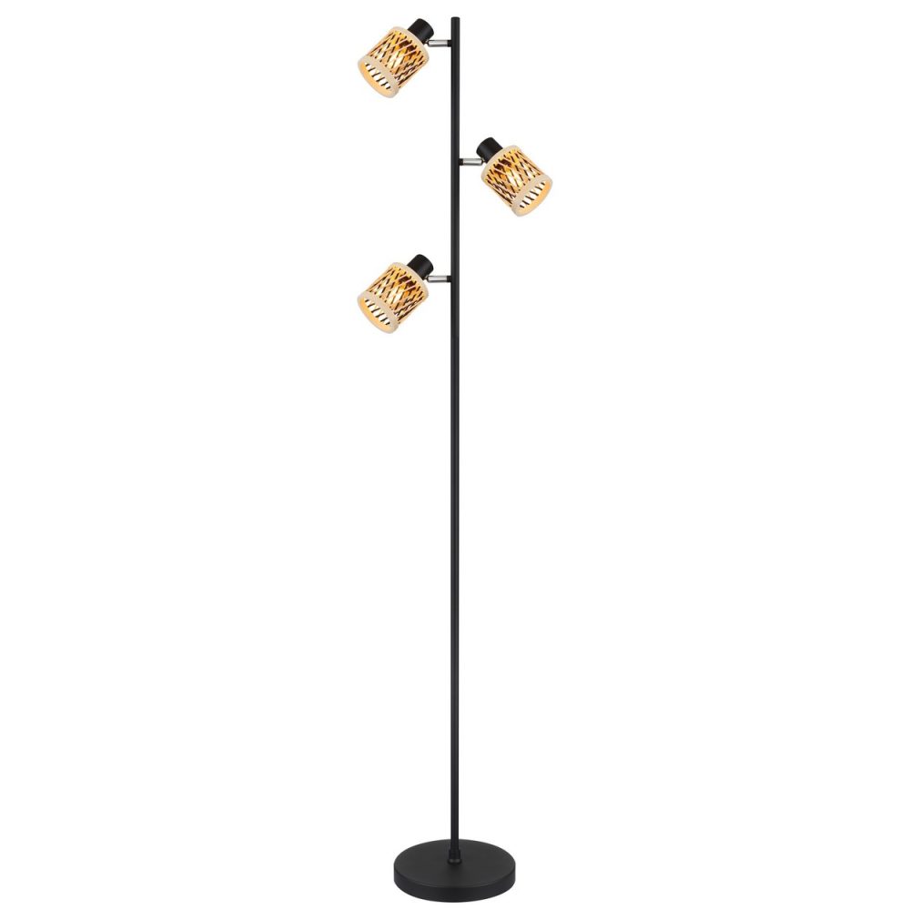 Globo Mali Lampadaire multi-bras noir mat 3x E14