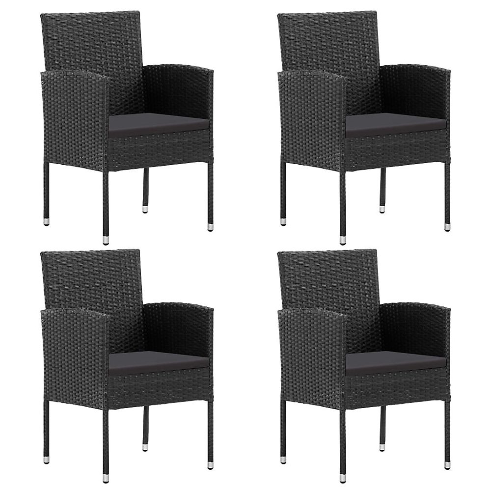 Chaises de jardin coussins noir résine tressée vidaXL – lot de 4