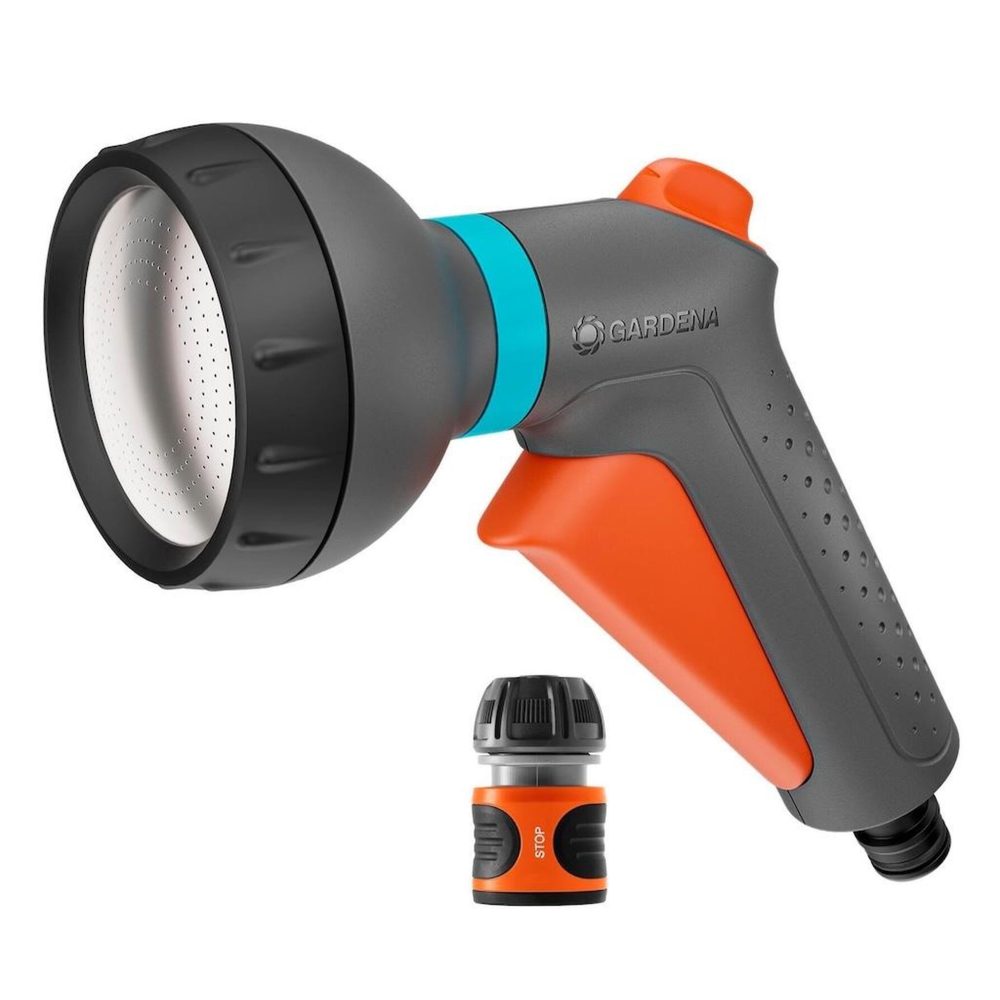 Gardena Pistolet d'arrosage classic + raccord aquastop 1/2” - 5/8” - jet pluie doux