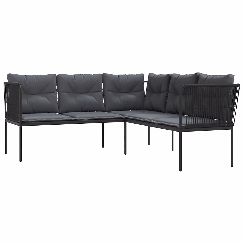 Salon et mobilier de jardin – Canapé de jardin avec coussins forme de L noir acier textilène vidaXL