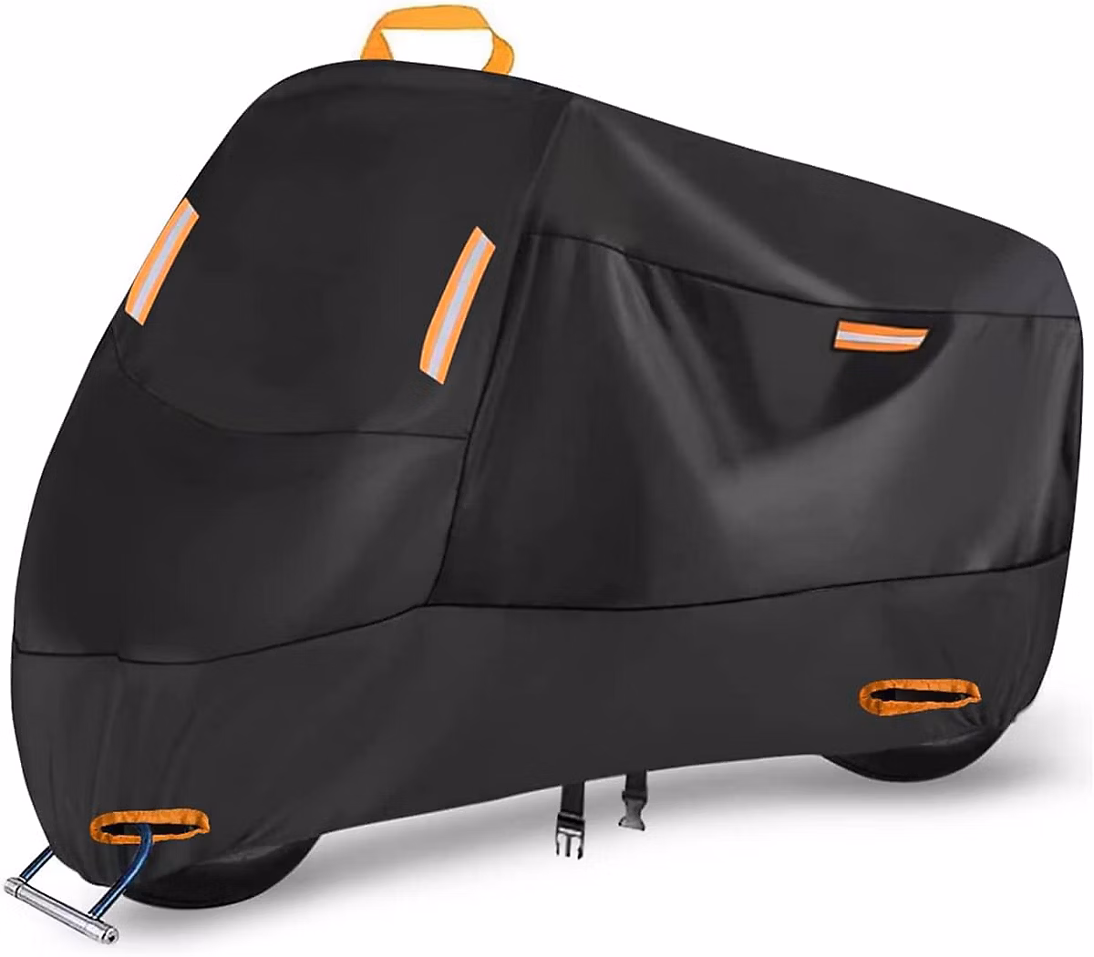 BASHLWUA Bâche de protection pour moto Imperméable – 300D Oxford Housse Moto Exterieur Interieur avec 4 bandes réfléchissantes et 2