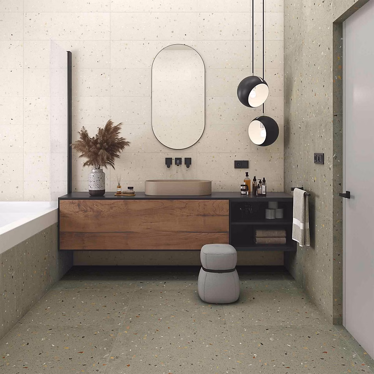 Carrelage Effet Terrazzo CROCCANTE 60 × 120 Menta – Les Carreaux de Jean