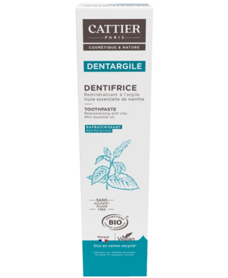 Cattier - Dentifrice Dentargile reminéralisant à la Menthe rafraîchissant - 75 ml