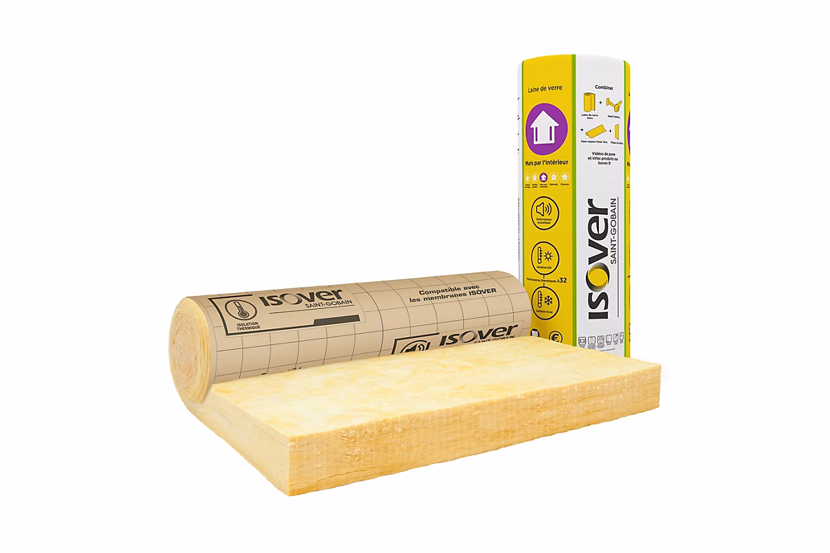 Laine de verre Murs ISOVER ép.140 mm – Rouleau kraft 2, 7 × 1,2 m R. 4,35 m².K/W