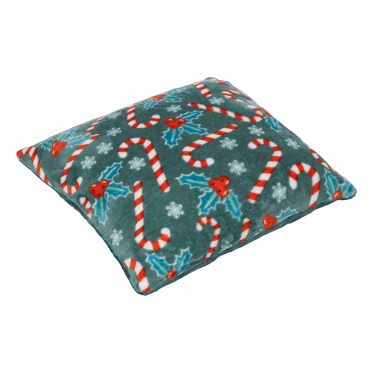 Coussin de Noël motifs houx et sucres d'orge Vert – L. 40 x l. 40 x H. 5 cm