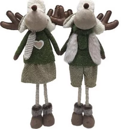 Équipement au jardin：Figurine renne garçon debout coloris vert en tissu - 22 x 21 x 69 cm
