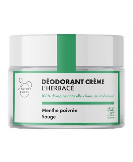 Clemence et Vivien - Baume déodorant L'Herbacé menthe poivrée et sauge - 50 gr