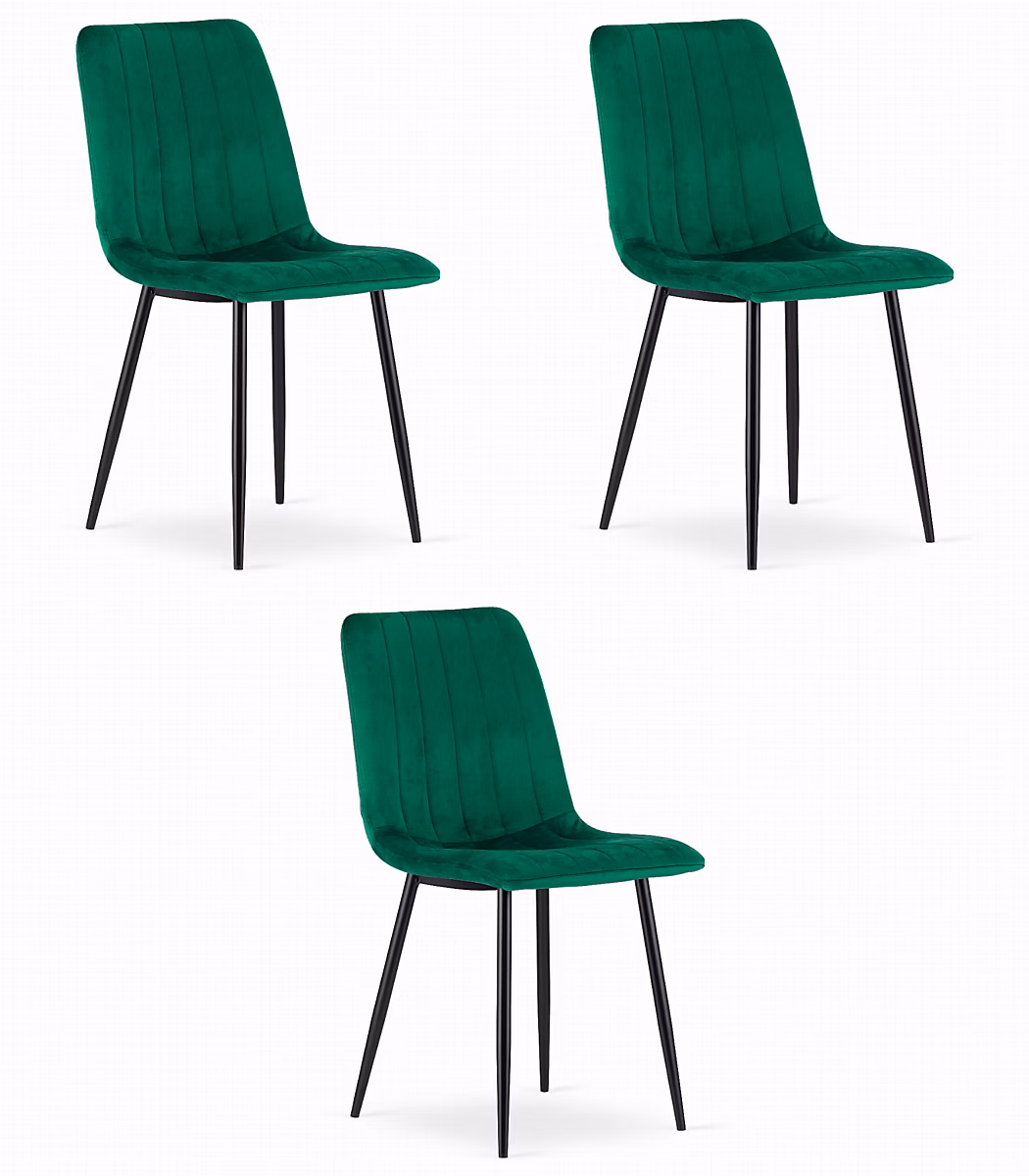 Chaise VALORA JEWA | Velours vert foncé – design ergonomique x 3