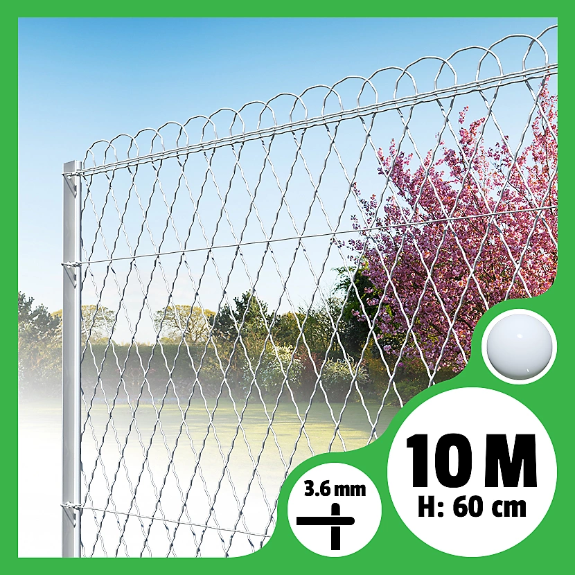 Bordure parisienne ronde longueur 10m – Blanc, 60cm, 3.6mm