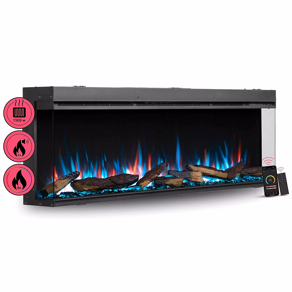 Cheminée électrique BALDERIA Athena smart 60 – Cheminée encastrable, Noir