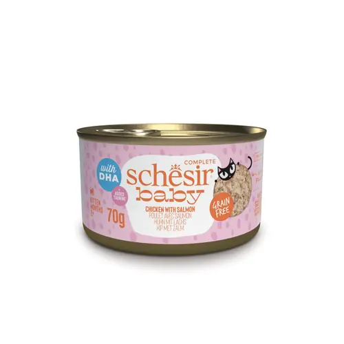 Idée nature：Alimentation humide pour chaton poulet avec saumon wholefood Schesir Baby - 70 g