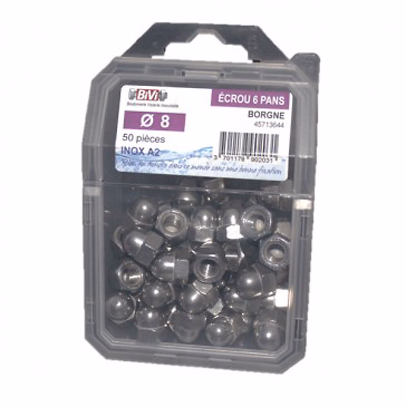 écrou borgne din 1587 inox a2 – coque de 10 pièces | diamètre 16 mm | vendu par 4