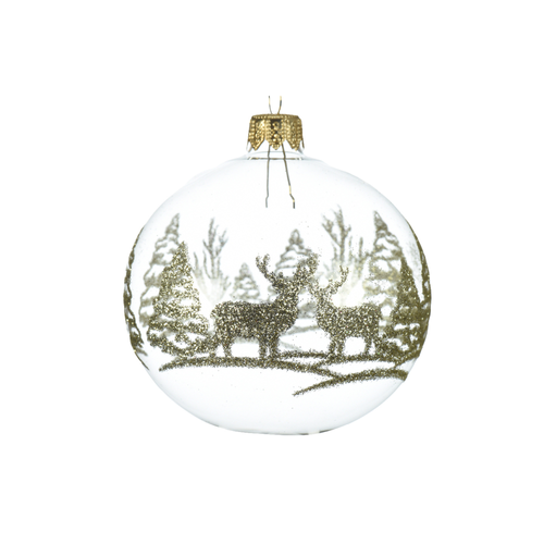 BOULE EN VERRE TRANSPARENTE AVEC MOTIFS DORÉS