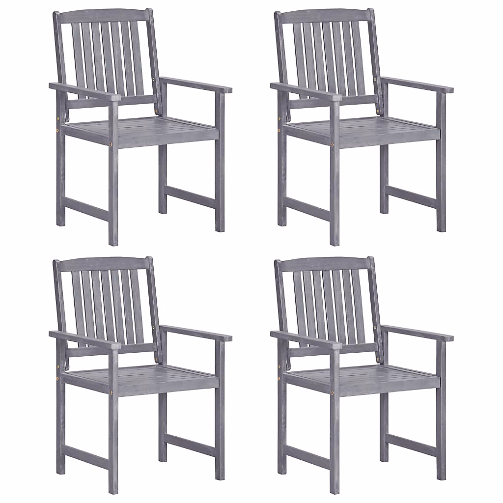 Chaises de jardin Bois massif d'acacia Gris vidaXL – lot de 4