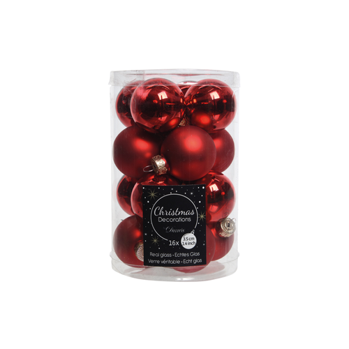 BOULES EN VERRE MIX ROUGE X16 ∅3,50CM