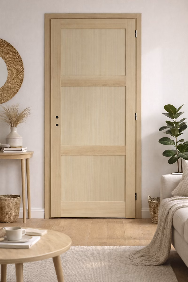 Bloc-porte (porte battante avec encadrement) – Bloc Porte Ken 3 Panneaux Paulownia H204 X L83 Cm Côte Tableau P.gauche Gd Menuiseries