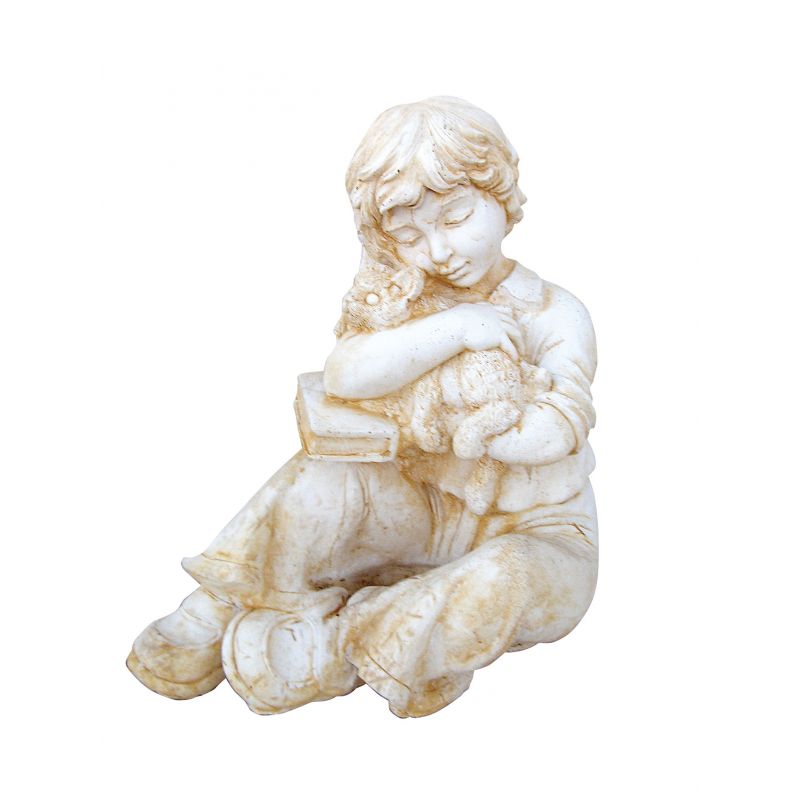Garçon Au Chaton - Statue