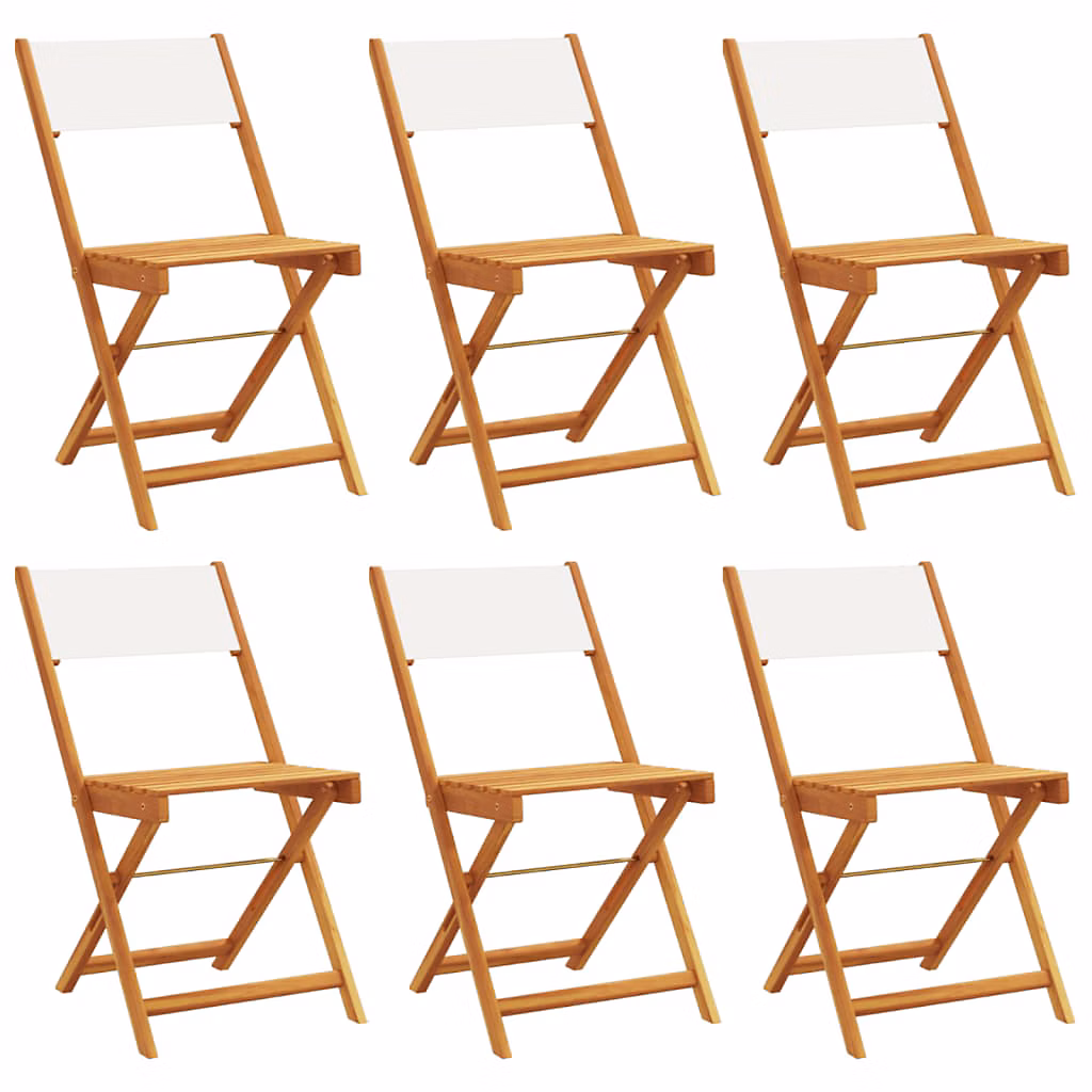 Chaises pliantes 6 pièces Tissu blanc crème et bois massif vidaXL – Réf. HAKPLUJAR3017639882
