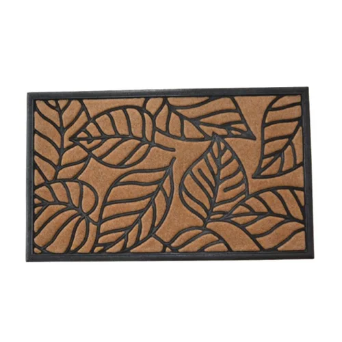 Moderne jardin：Tapis grattoir en caoutchouc feuillage coloris beige pour extérieur E/C Sweetsol - 45 x 75 cm