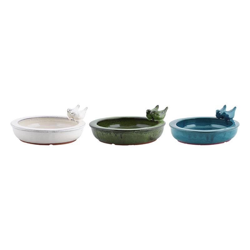 Bain d'oiseaux céramique 27 cm - Mangeoire décorée