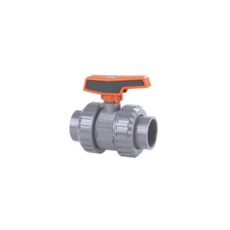 Vanne double union PVC-U 50 mm - Fermeture fiable pour bassin