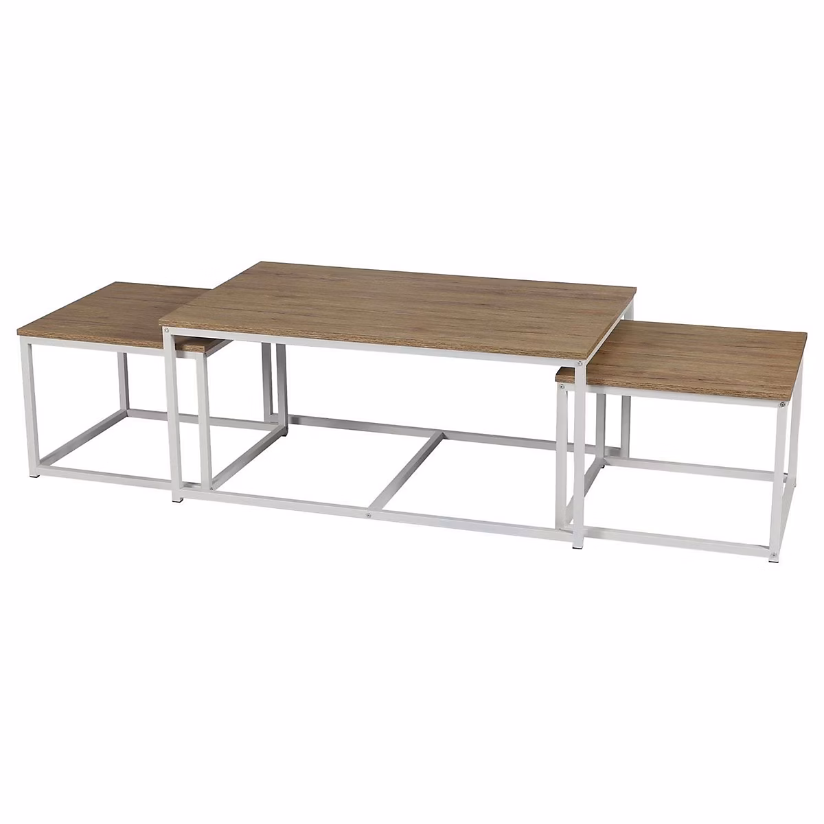 Ensemble de 3 tables basses gigognes Marron – L. 100 x l. 60 x H. 45 cm, CASA BLANCA