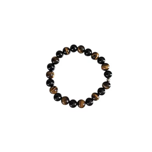 Jardin et déco：Bracelet mix oeil tigre et onyx 6mm