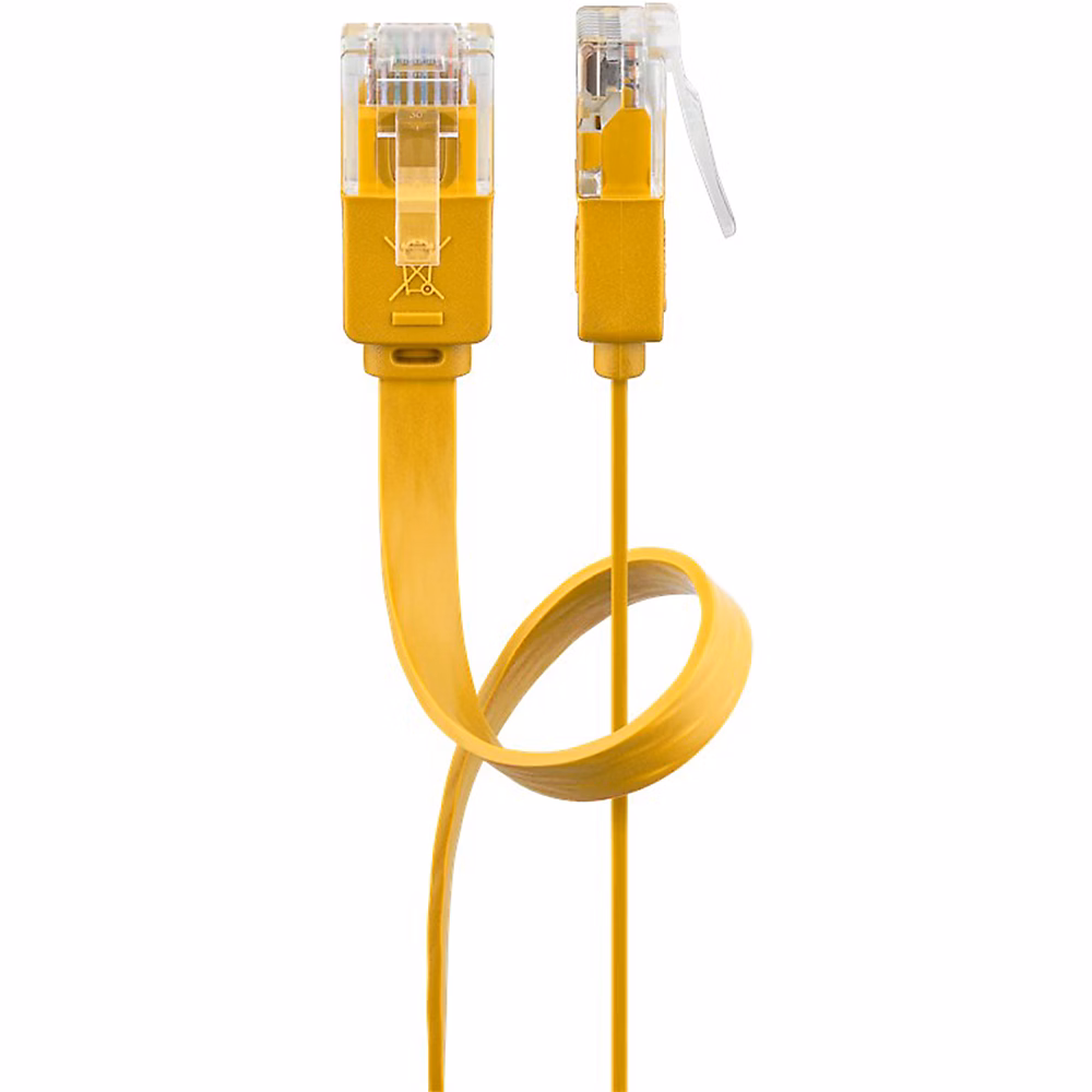 Réseau et téléphonie – Câble RJ45 Cat6 plat jaune 50cm GOOBAY