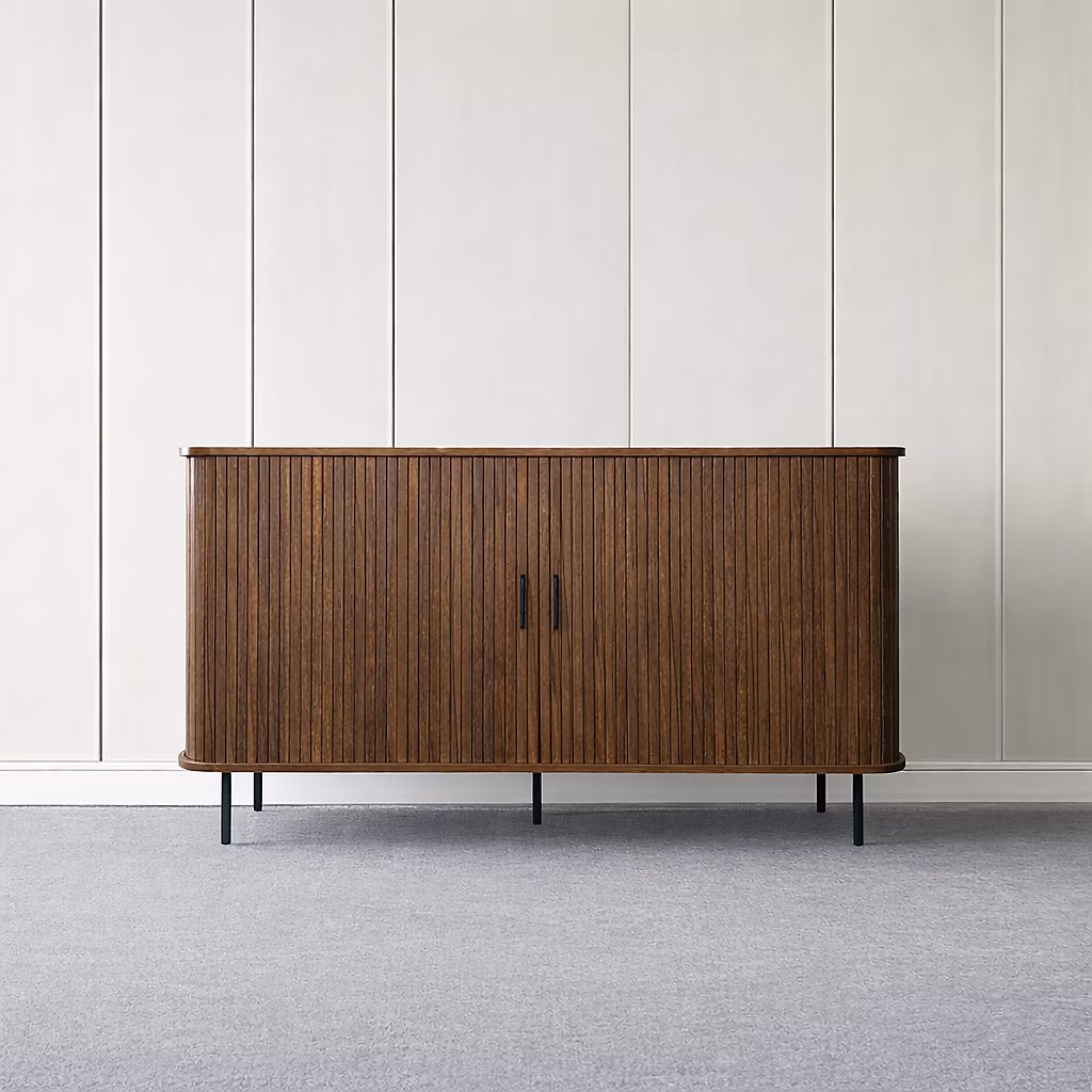 Meuble – Buffet en bois cannelé à portes coulissantes 140cm SEMARANG
