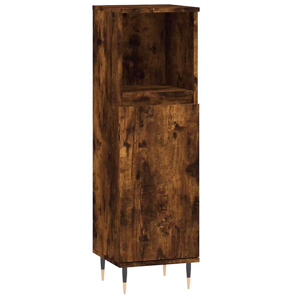 Armoire de bain chêne fumé 30 × 30 × 100 cm bois d'ingénierie vidaXL
