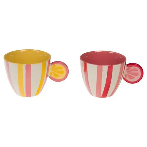 Idée simple：Mug en grès à rayures colorées Fruit Zestine - 8 x 12 x 9 cm
