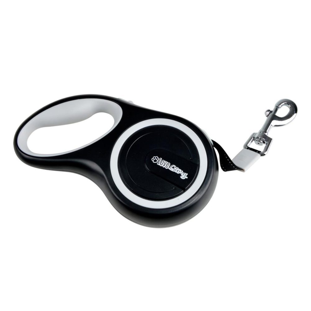 LOVE STORY Laisse rétractable chien résistante 16cm blanc