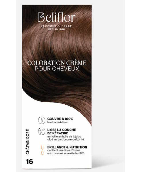 Beliflor Coloration Crème pour Cheveux 16 Châtain Doré